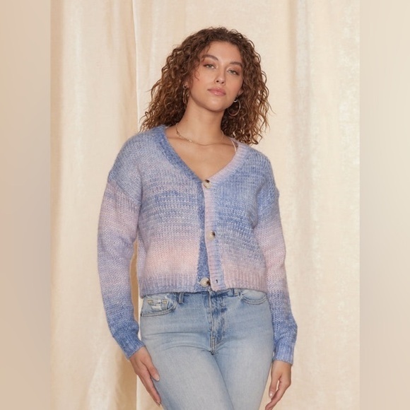 NWT RAGA Alicia Cardigan Size 3X Blue Pink Ombre - Picture 1 of 16